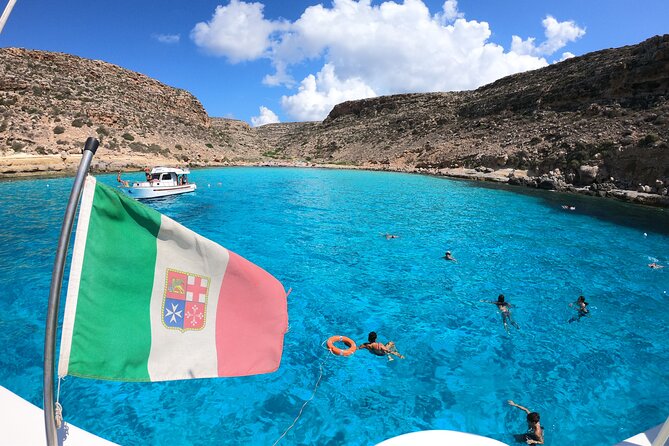 5 hour boat trip to Lampedusa with Sandwich, SUP and Snorkeling - Entering Lampedusa the right way, from the marine reserve line