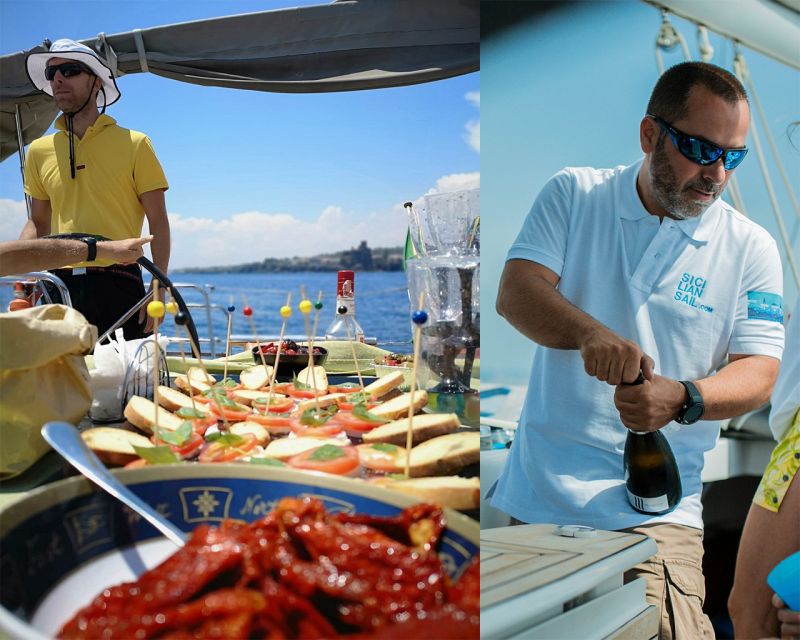 Catania: Coastline Sailing Trip 6hr with Aperitif and Lunch - Aperitif with prosecco and pasta lunch onboard