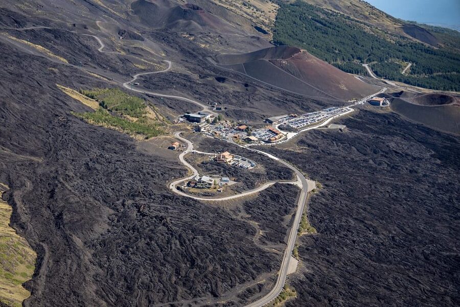 Fiumefreddo: Group Flight Helicopter Tour over Etna - The 1992 lava flows near Zafferana Etnea and the final coast scan toward Taormina