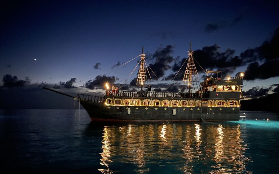 Lampedusa: Sunset Dolphin Sighting on a Pirate Ship - Night swim in illuminated water, plus a 4.5m springboard