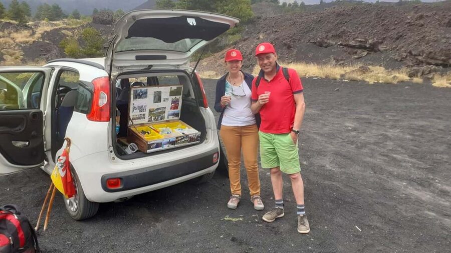 Mount Etna: trek with vintage car, tasting sicilian produtcs - The Toast With Etna White Wine, With Views as the Main Course