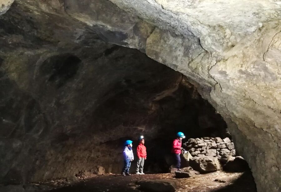 Mt. Etna: Private Tour in 4x4 from Taormina - The lava cave visit: helmet, front lamp, and that underground wow