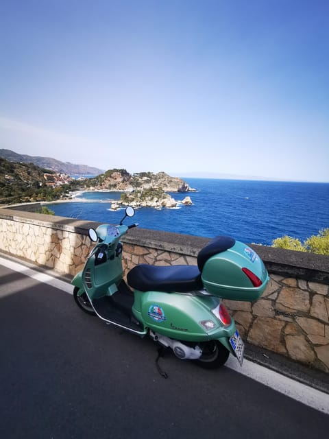 Panoramic Vespa tour of Taormina, Castelmola and White Lotus series locations - Giardini Naxos Pre-Flight Stop and the First Scenery Swing