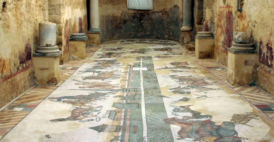 Piazza Armerina: Villa Romana del Casale Guided Tour - Thermal baths: caldarium heat, frigidarium cold, and the Gela River