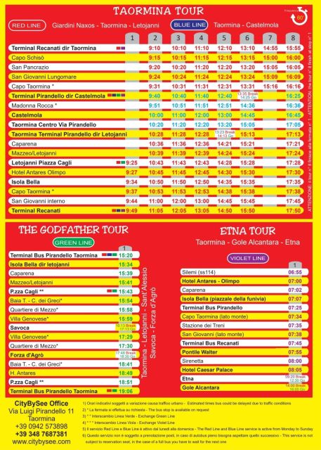 Taormina: Hop-On Hop-Off Green Line Godfather Bus Tour - Taormina’s 3:20 PM pickup: how the Green Line tour runs